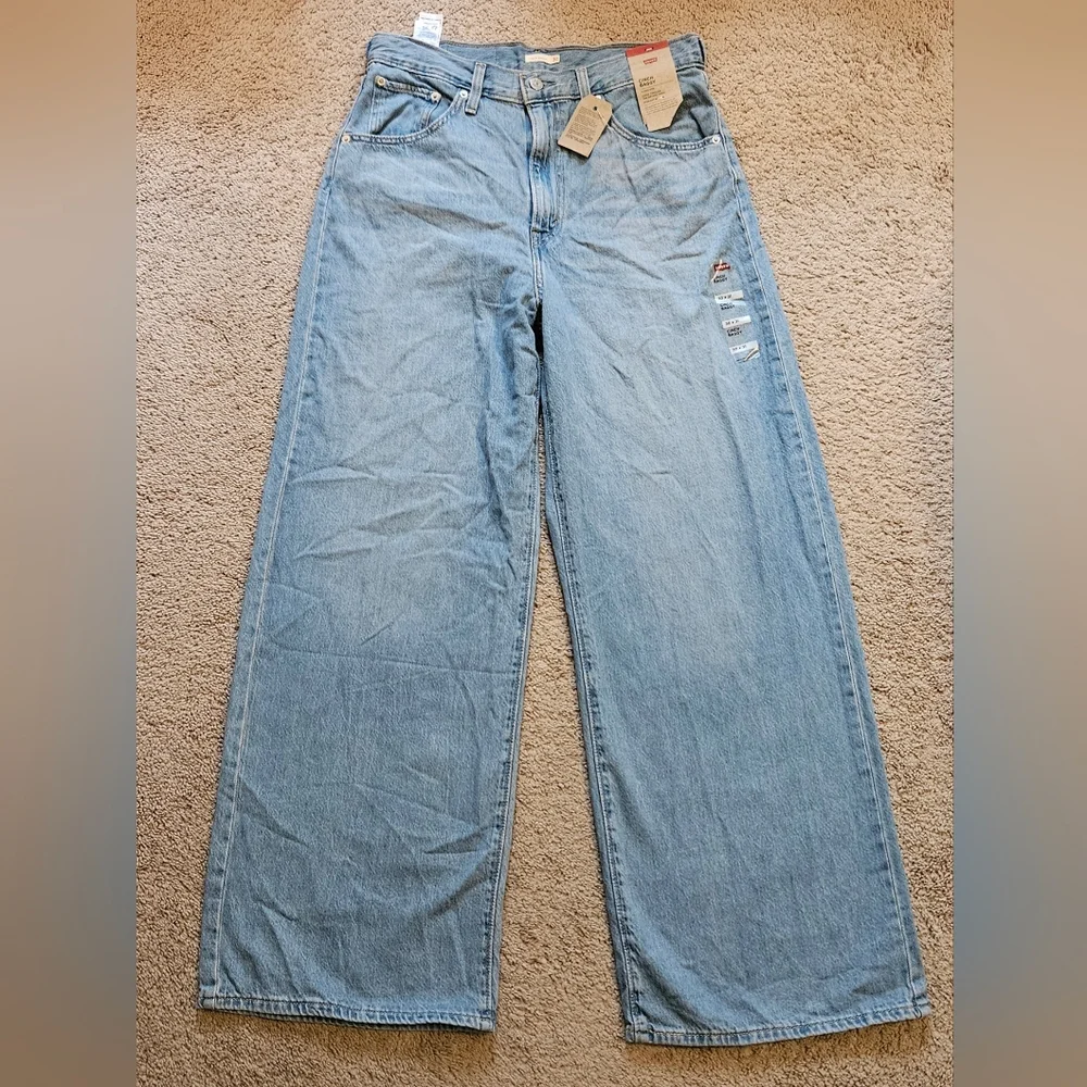 NEW! Levi's High Rise Cinch Baggy Jeans In Invested Indigo Size 30 - Picture 5 of 13